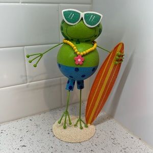 NWOT Pier 1 Summer Surfing Frog Decor